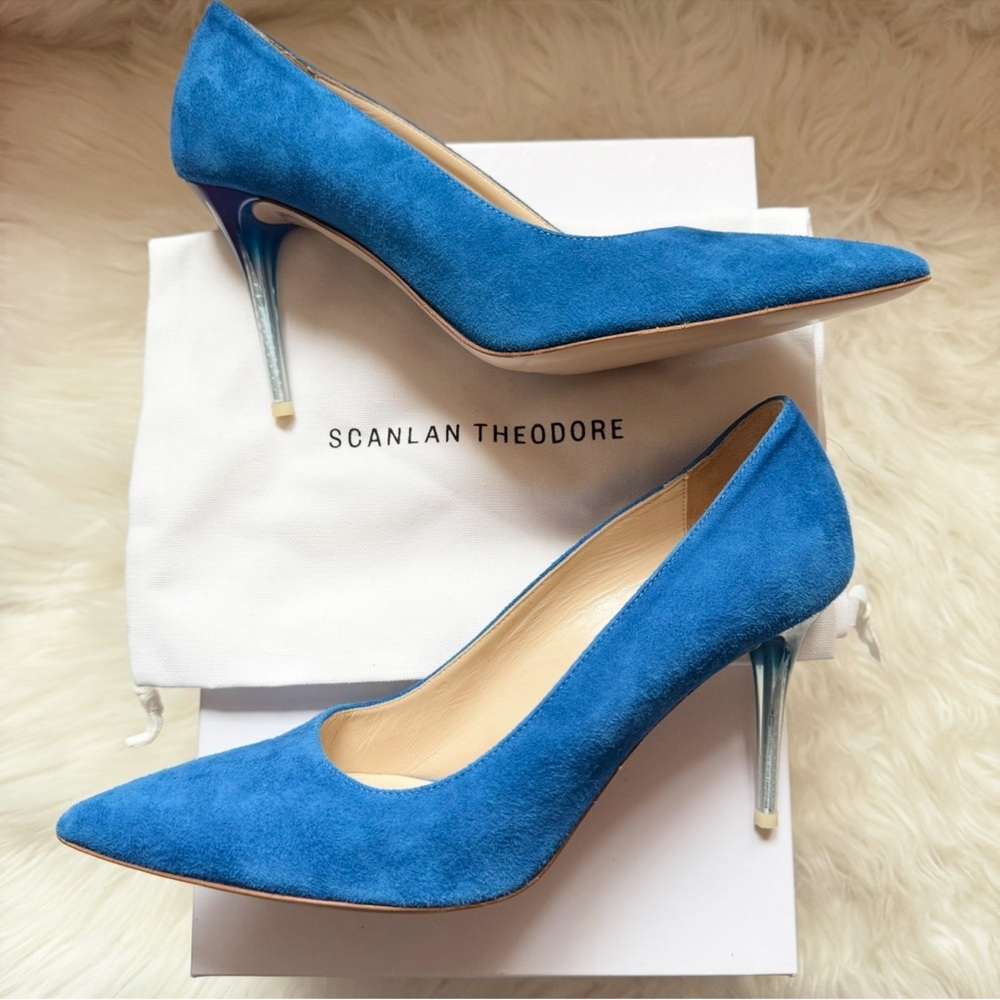 New! SCANLAN THEODORE Suede Pumps with Ombré Lucite Heel